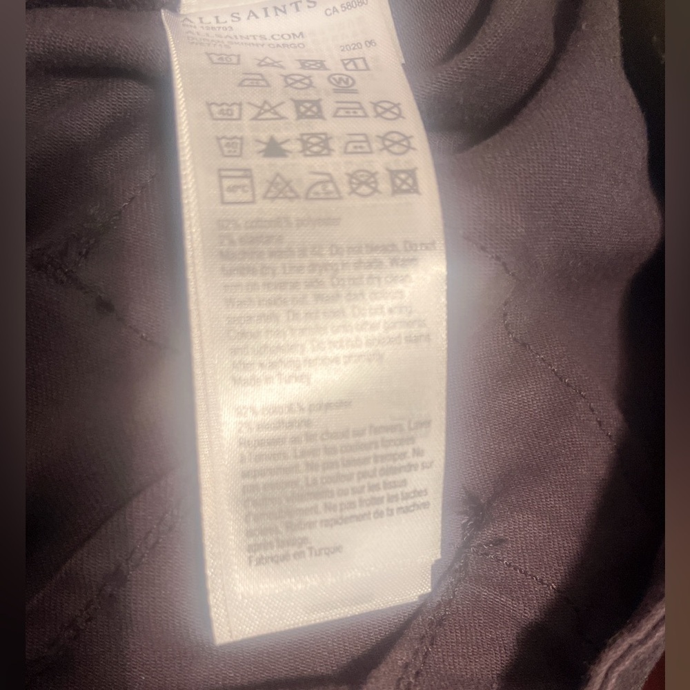 NWT All Saints Trendy Stylish Duran skinny Cargo Black Frayed Hem 30 and 31 - Picture 4 of 4